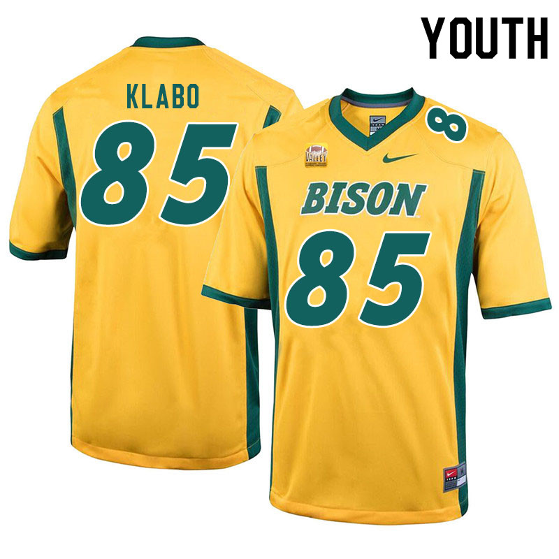 Youth #85 Jaden Klabo North Dakota State Bison College Football Jerseys Sale-Yellow